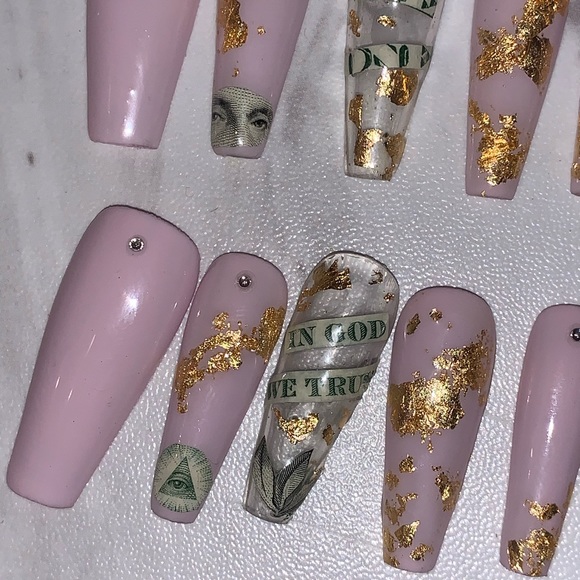 Long Coffin Shape Press On Nails - Picture 3 of 3